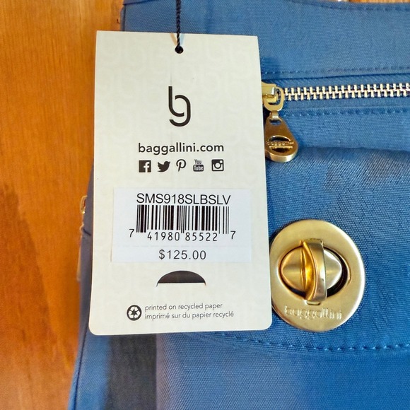 Baggallini San Marino Satchel shoulder Bag, Lightweight‎ Nylon, Blue, NWT - Picture 2 of 11